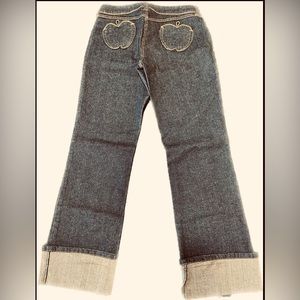 VTG NWOT Apple Bottoms dark wide leg cuffed denim blue jeans 7/8
